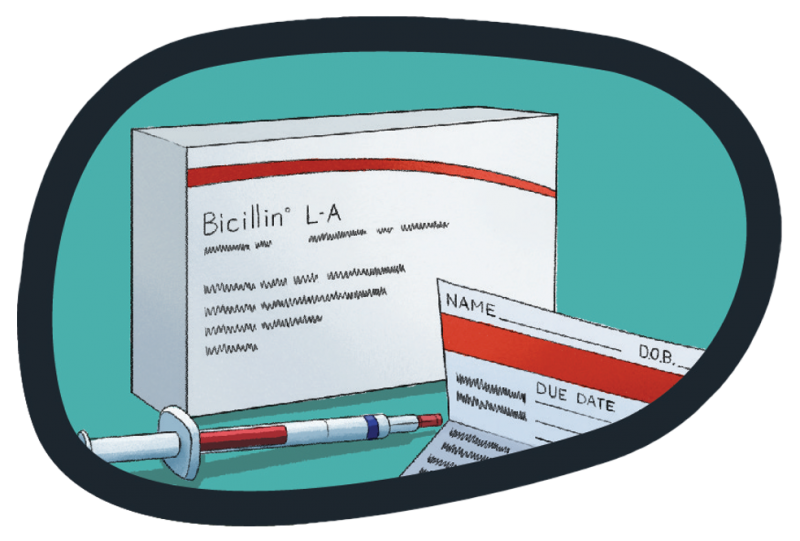 Illustration of a Bicillin injection