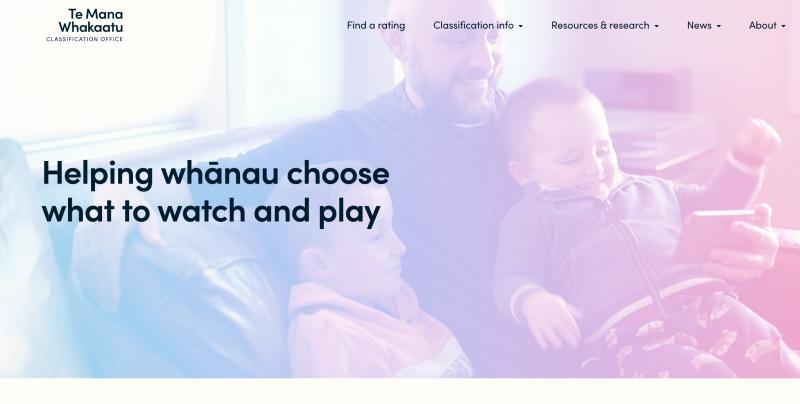screenshot of the Te Mana Whakaatu | Classification Office website