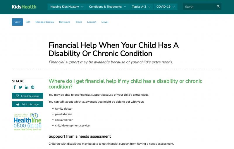 Screenshot of KidsHealth website