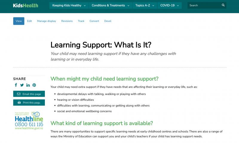 Screenshot of KidsHealth website