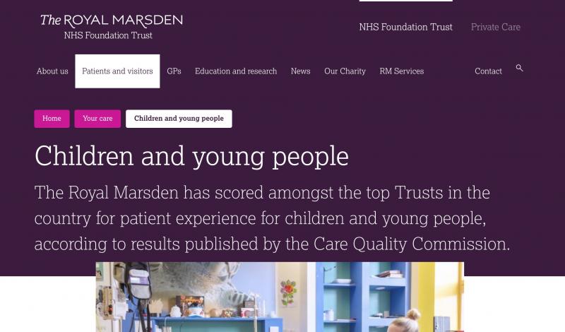 Thumbnail image of Royal marsden website homepage