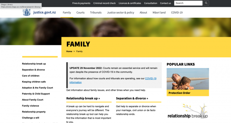 Family justice website